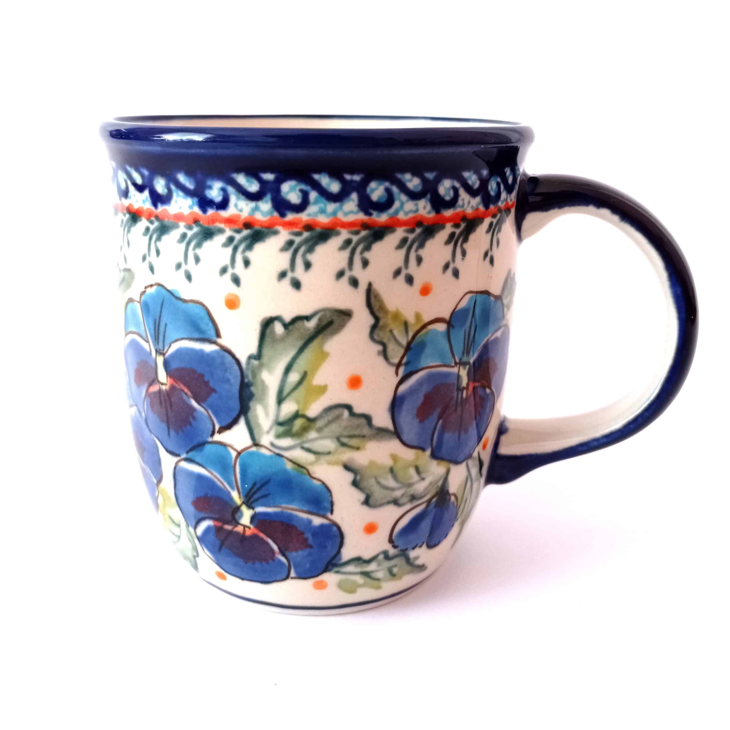 kubek ceramiczny w niebieskie kwiaty